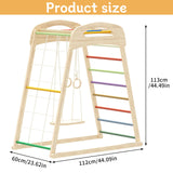 HSSZXFR Indoor Playground for Kids 3-8 Years Old, Jungle Gym Toddler Playset Wooden, Toddler Indoor Play Kids Climbing Gym with Swing, Rope Wall Climber, Pull Tab HSSZXFR