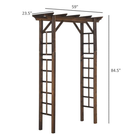 Outsunny 85" Wooden Garden Arbor for Wedding and Ceremony, Outdoor Garden Arch Trellis for Climbing Vines, Fir Wood, Carbonized Color Outsunny