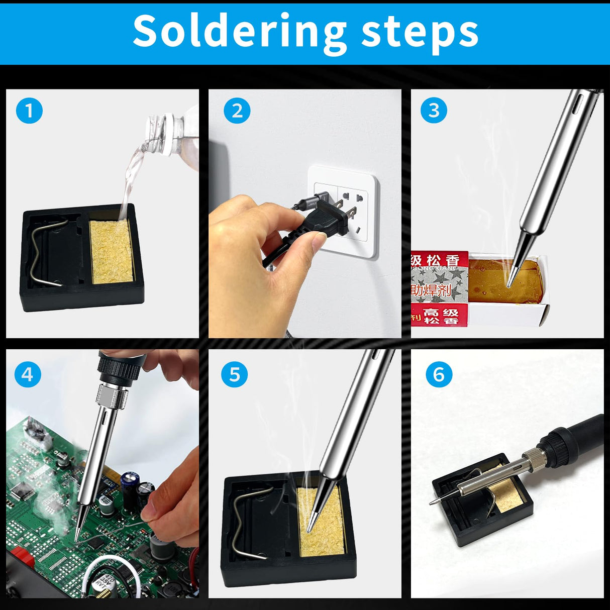 Soldering iron kit, 110V, 80W, fast heating within 10 seconds LCD digital adjustable temperature soldering iron gun, thermostatic soldering iron kit for electronic equipment FUMEIYI