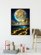 KINPLUB Moon Diamond Painting Kits for Adults, 5D Moonlight Beach Diamond Art Kits for Beginners, DIY Full Round Drill Seaside Landscape Paint with Diamond Dots, Home Wall Decor 12 x 16 Inch KINPLUB
