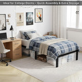 Queen Size Bed Frame - Metal Platform Bed Frames Mattress Foundation with Steel Slat Support, No Box Spring Needed, Storage Space Under Base, Easy Assembly, Black DUMOS