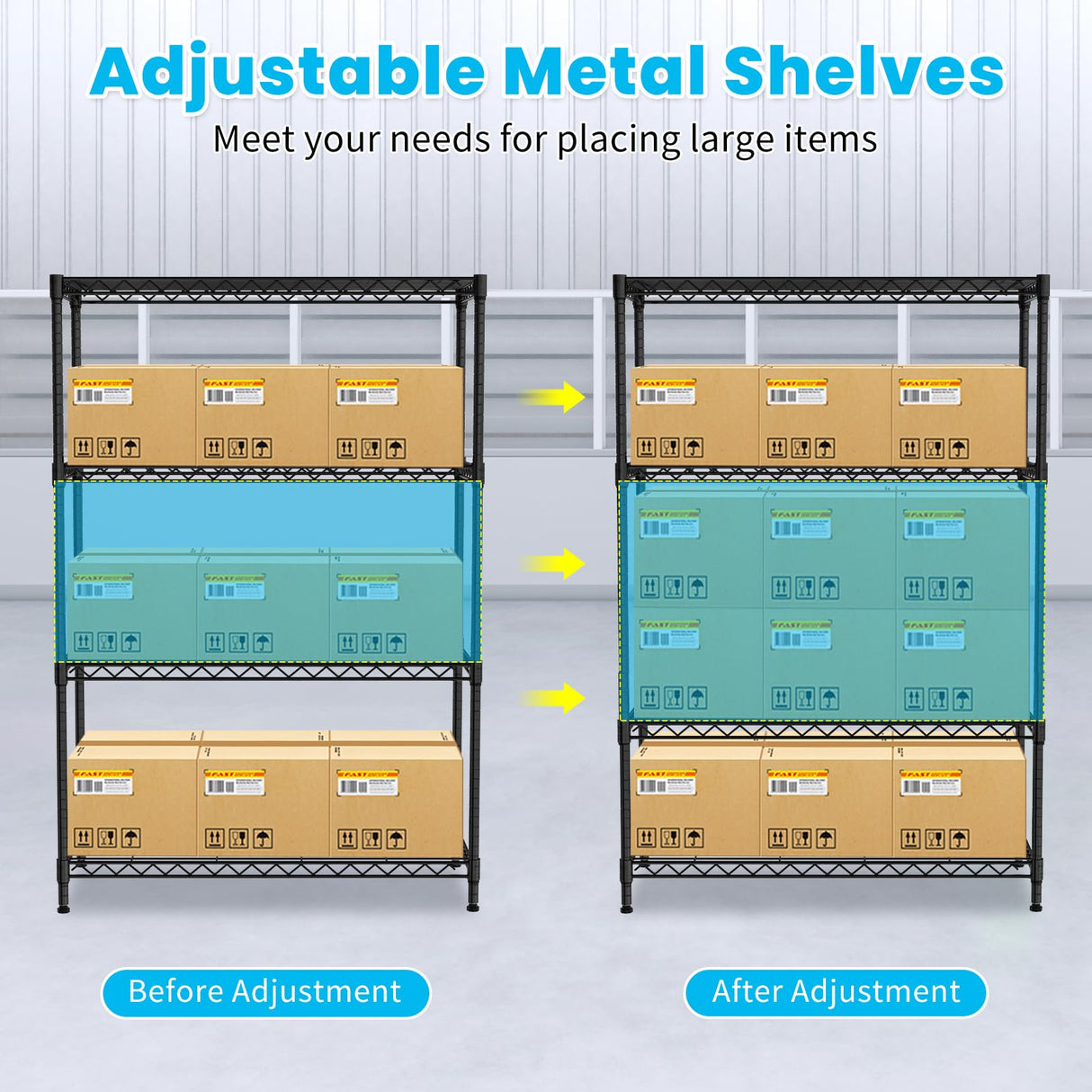 Lynkloft 4-Shelf Metal Shelving Rack 36" L x 14" D x 54" H Garage Storage Shelves NSF Adjustable Wire Shelves Organizer for Kitchen Closet Basement, Each Shelf Can Hold 250LBS, Black Lynkloft