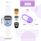 Kingdder 4 Pcs Stitch Counters LCD Finger Digital Row Counter with 100 Pcs Crochet Stitch Marker for Crocheting and Knitting Sewing Weaving, Resettable Finger Counter for Crochet, Knitting, Score, Lap Kingdder