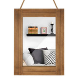 DECORKEY Rectangle Wall Mirror for Bathroom, Distressed White Wood Decor with Hanging Rope for Rustic Home Decor, Vanity, Living Room 12"×16"（Wooden） DECORKEY