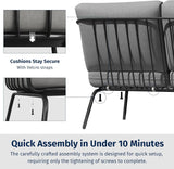 EAST OAK 4-Piece Plaza Patio Furniture Set, Outdoor Furniture for Balcony, Poolside, and Yard, with Thick Cushion Sofa and Coffee Table, Modern Patio Conversation Set, Black & Grey EAST OAK