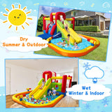 Hongcoral Bounce House Inflatable Water Slide for Kids, Water Park With Splash Pool, Double Cannon, 2 Climbing Walls, Obstacles, Blow Up Jumping Castle With Blower Hongcoral
