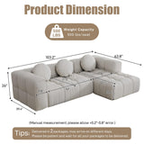 103" Cloud Couch Modular Sectional Sofa, Comfy Chenille Oversized Sectional Sofa with Deep Seat, Upholstered Tufted L Shaped Boneless Couches for Living Room, Right Facing, Off White HYJT-H&K