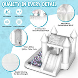 YARD White Bounce House, Inflatable Bounce House with Slide & Ball Pit for Kids 3-8, Bouncy House with Blower for Toddler Adult Indoor Outdoor Party, Wedding, Backyard, 9.5’x9.5’x7.5’ Bouncy Castle YARD