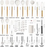 Cooking Utensils Set- 35 PCs Kitchen Utensils with Grater,Tongs, Spoon Spatula &Turner Made of Heat Resistant Food Grade Silicone and Wooden Handles Kitchen Gadgets Tools Set for Cookware BESTZMWK