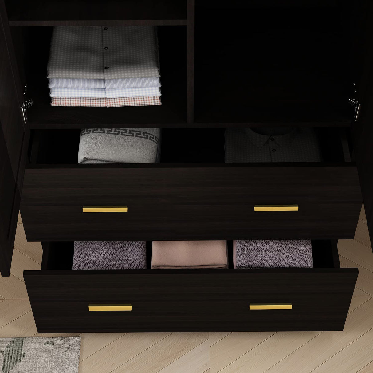 AIEGLE 2 Doors Wardrobe Armoire with Drawer, Freestanding Armoire Wardrobe Closet with Hanging Rod, Bedroom Wood Clothes Storage Cabinet Organizer in White (31.5" W x 18.9" D x 66.9" H) AIEGLE