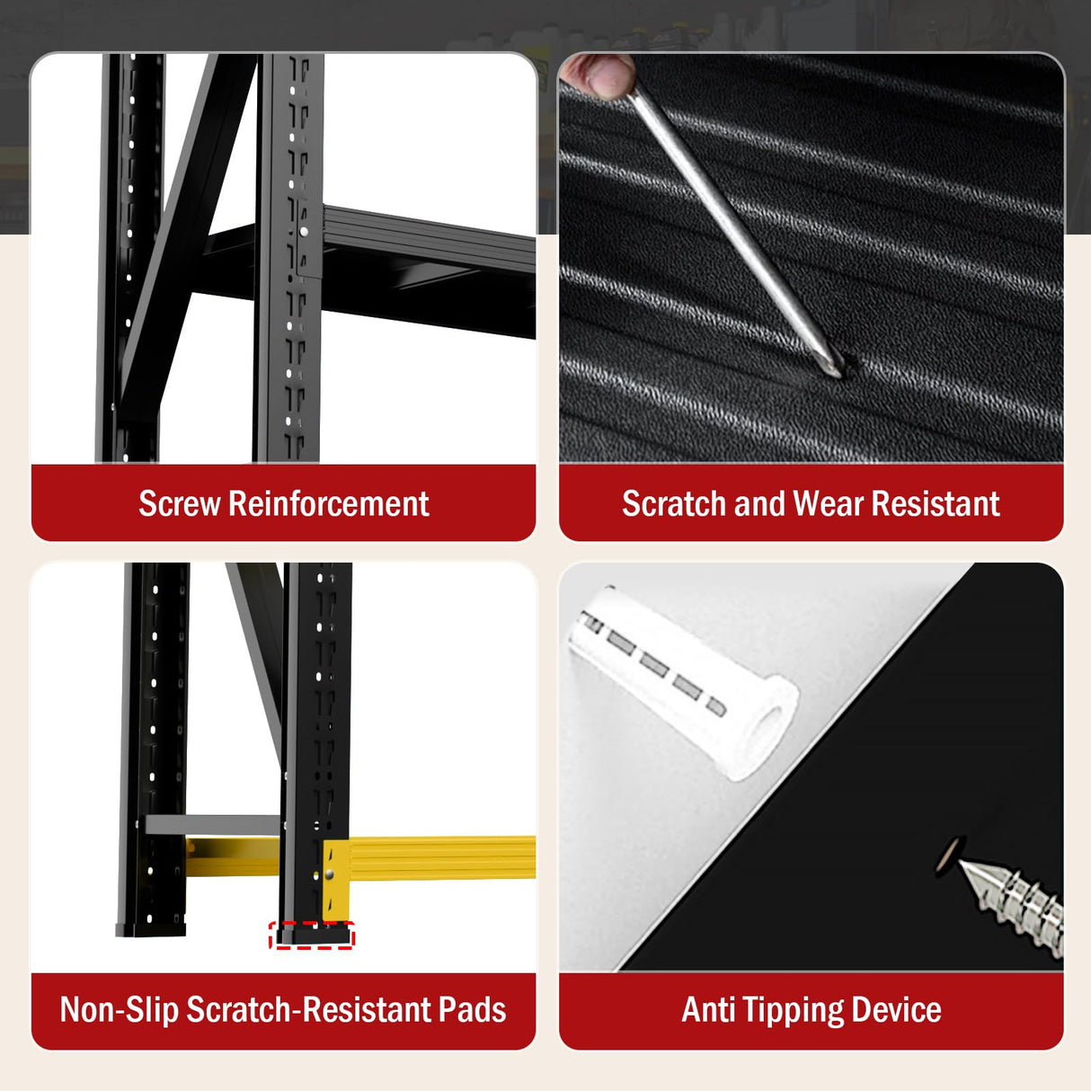 MDXEKE 3000lbs Garage Shelving Heavy Duty, 4-Tier Metal Adjustable Garage Shelves, Storage Shelves for Warehouse, Pantry, Basement, 31.5" W X 20" D X 63" H (Black+Yellow, 31.5x20x63) MDXEKE