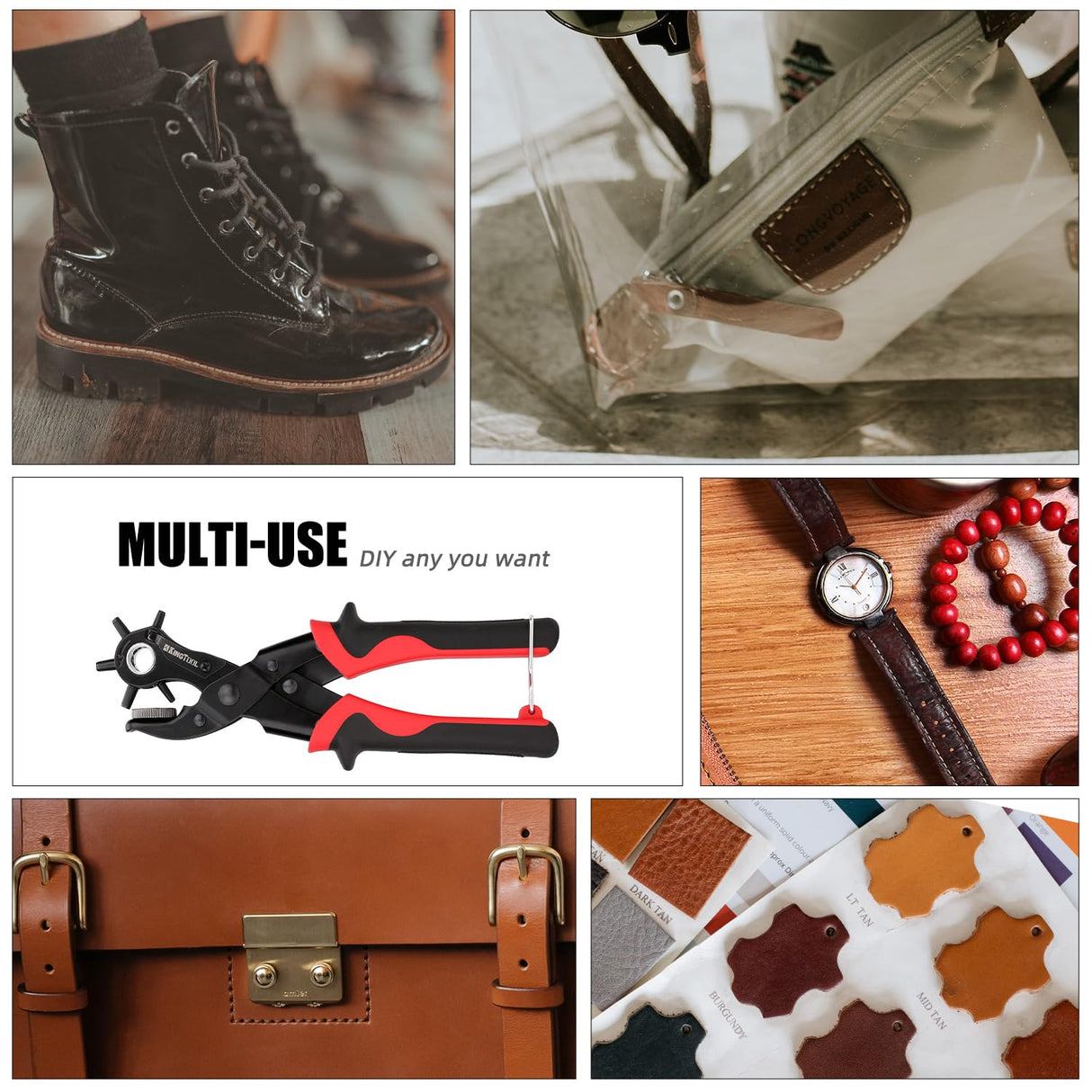 KingTool Leather Hole Punch Set, Super Heavy Duty Rotary Puncher, Multi Hole Sizes Maker Tool KingTool