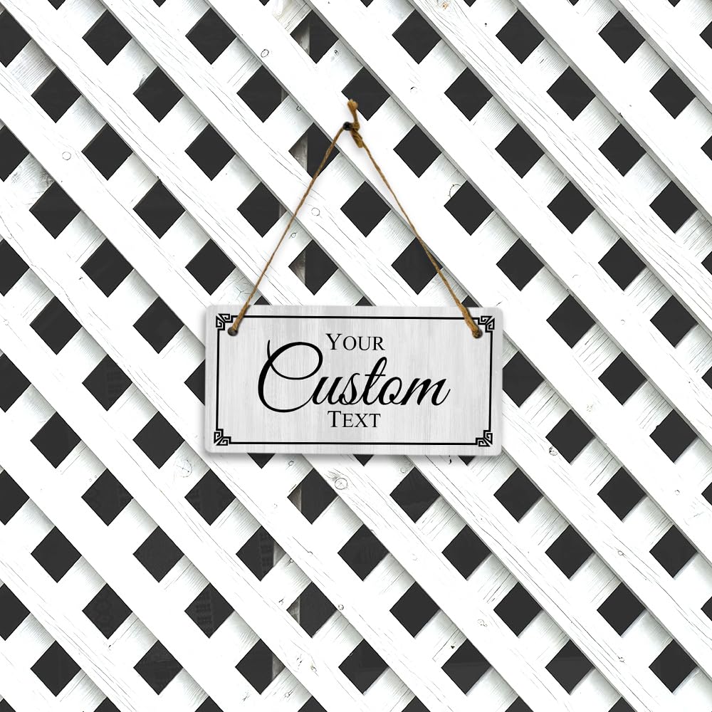 Signs ByLITA Customizable 5 x 10” Decorative Border Hanging Wall or Door Sign | Rustic Twine | Stylish Personalized Greeting Sign | Home or Business Personalized Signage Signs ByLITA