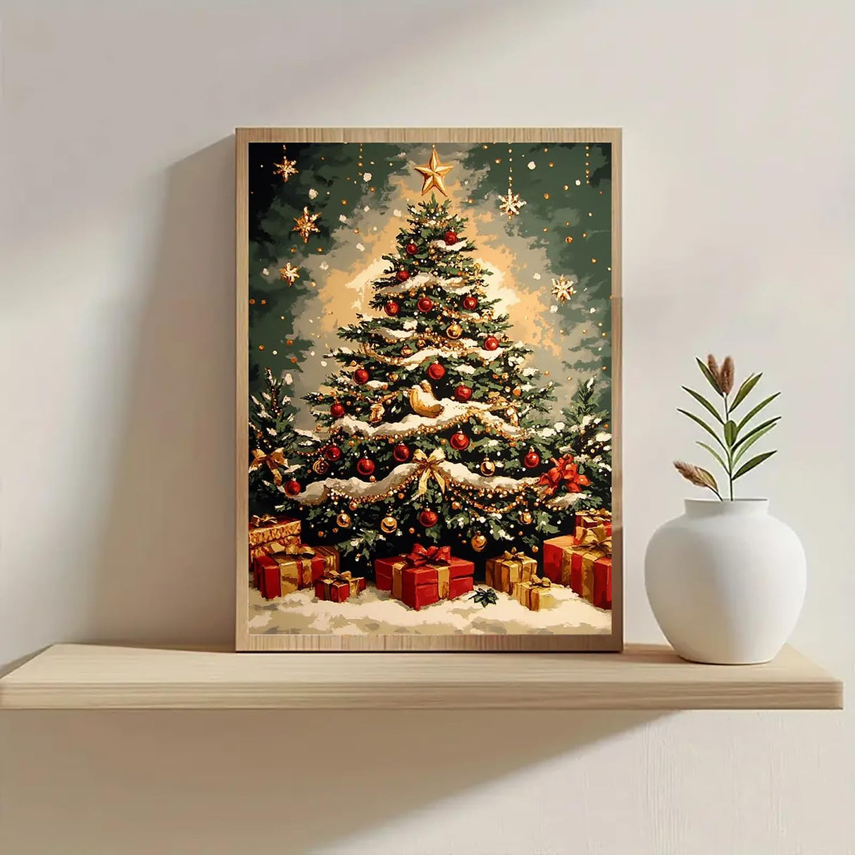Winter Christmas Tree Star Diamond Art Kits for Adults, 5D Diamond Painting Kits for Adults Beginners, DIY Full Round Drill Diamond Dot Painting Gem Art Kits for Adult, Home Wall Decor 11.8x15.7 Inch VCLKDIY