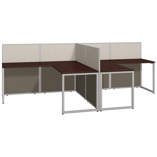 Bush Business Furniture Double Cubicle Desk with Privacy Panels | Easy Office Collection Two Person L Shaped Table | 60Dx120Wx45H