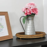 AuldHome Wood Beaded Tray (Stained Wood), Decorative Farmhouse Style Oval Wooden Tray AuldHome Design