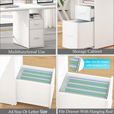 LVB Large 2 Person Desk, Modern White Computer Desk with File Cabinet, Extra Long Workstation Double Desk with Storage Shelf, Industrial PC Writing Study Dual Executive Office Desk with Drawer, 79 in LVB