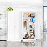 INTERGREAT Metal Wardrobe Closet, 72" White Locking Storage Wardrobe Cabinet with Doors and Shelves, Tall Steel Clothes Storage for Office, Home, School, Gym INTERGREAT