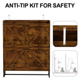 Urban Deco Wooden Shoe Storage Cabinet for Entryway, Organizer Shoe Cabinet with 2 Flip Drawers, Elegant 2 Tier Freestanding Shoe Organizer (Rustic Brown) Urban Deco