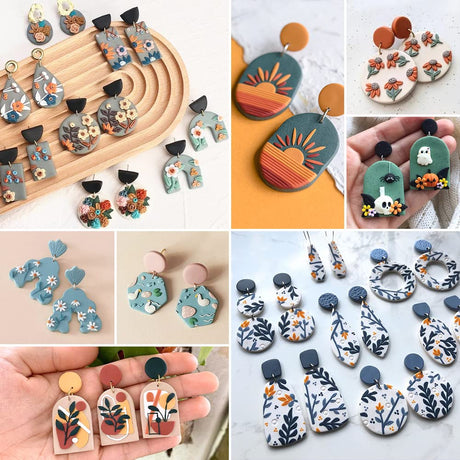 PTFJZ Polymer Clay Cutters for Earring Making 76pcs Clay Tools Set 67 Shapes Stainless Steel Clay Cutters with 8 Circle Shape Cutters 1 Letter Stamp PTFJZ