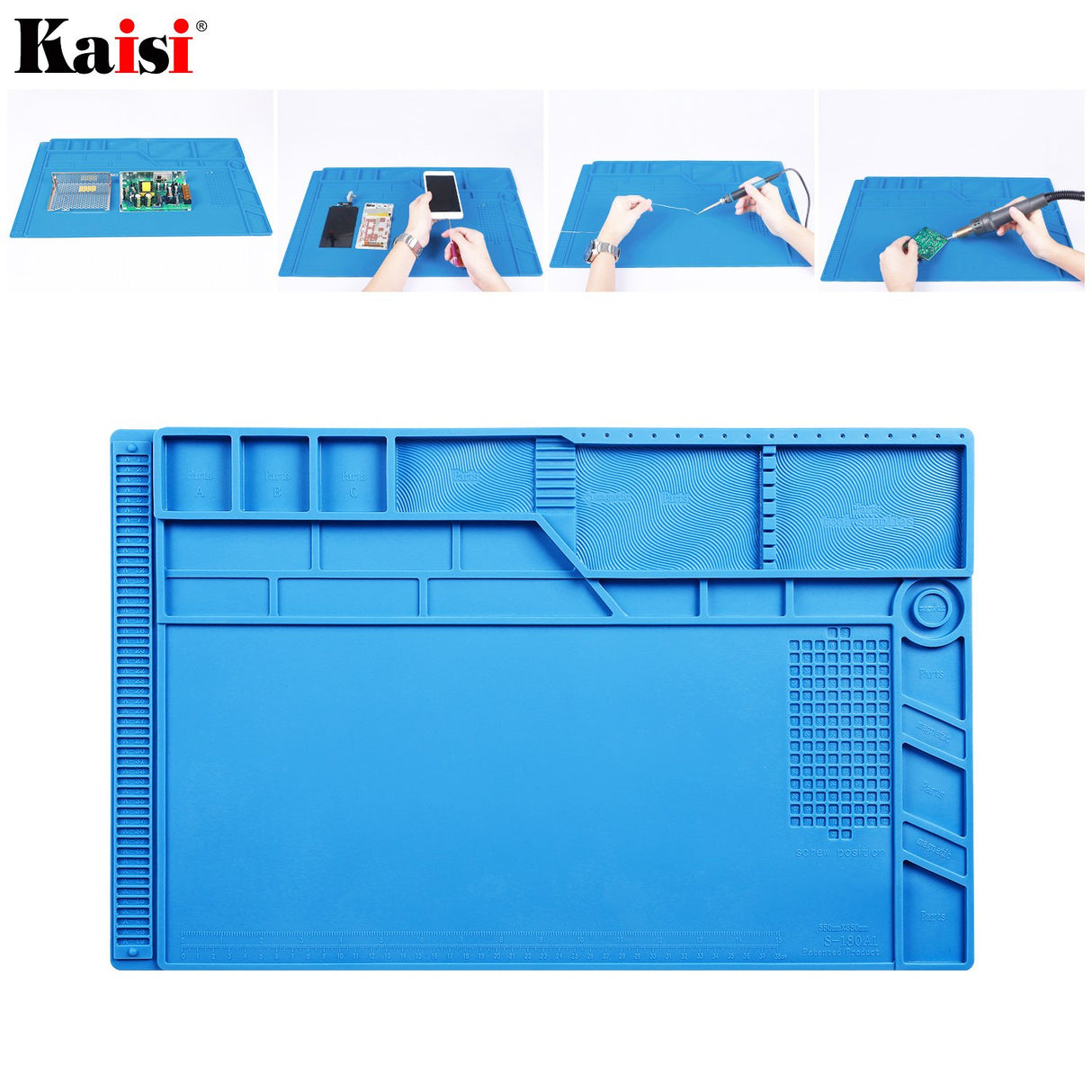 Kaisi Soldering Mat with Scale Ruler and Screw Position for Soldering, Phone and Computer Repair, Size: 21.6 x 13.8 Inches HengTianMei