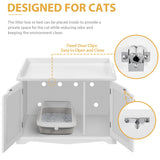 Yaheetech Cat Litter Box Enclosure, Hidden Cat Litter Box Furniture, Hidden Cat Washroom, Cat Crate, Decorative Storage Bench Pet Side Table for Large Cat Kitty, White Yaheetech