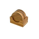 Acacia Wood Drink Coasters with Holder, Two Sets of 8 Pieces Coasters 3.72 Inch Round Wood Coasters for Cup,Dad Gifts,Tabletop Protection Cregugua