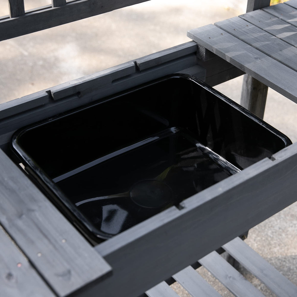 Outsunny Outdoor Potting Bench Table, Wooden Workstation with Sliding Tabletop, Storage Shelf and Dry Sink, for Greenhouse, Garden, Patio, Gray Outsunny