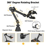 Magnetic Helping Hands Soldering Third Hand, PCB Circuit Board Holder with 3X LED Magnifying Lamp, 360 Hot Air Gun Holder, Extra Large & Heavy Duty Base Plate | Flexible Arms for Soldering Station NOEVSBIG