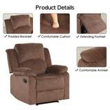 CANMOV Manual Recliner Chair, Soft Fabric Overstuffed Recliner Single Sofa Chair for Living Room Bedroom, Heavy Duty and Safety Reclining Mechanism, Light Brown CANMOV