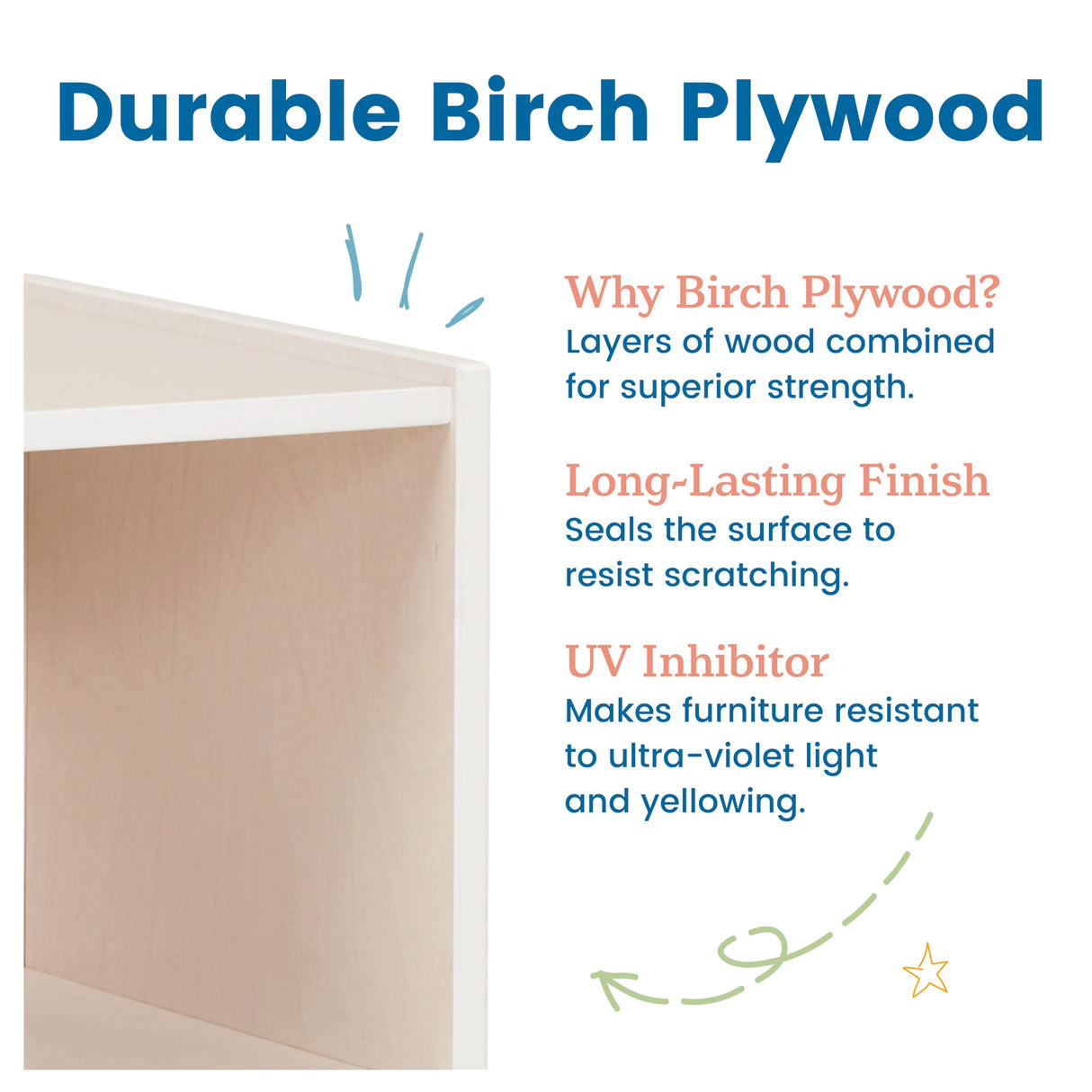 ECR4Kids Kiddo Bench, Kids Furniture, White Wash ECR4Kids