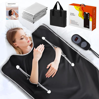 UMIXGENE Infrared Sauna Blanket-Sauna Blanket for Home Use, Portable Design for Relaxation and Detoxification Highest 176℉, 20-60 Minutes Timer, 6 ft x 2.65 ft（Deep Black）