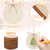 Philorn 50pcs Wooden Ornaments for Crafts 3.5" Unfinished DIY Wooden Christmas Ornaments, Predrilled Wood Slices Circles for Crafts Paint Holiday Hanging Decorations (50pc Rounds) PHILORN