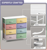 Sorbus Kids Dresser with 8 Drawers - Furniture Storage Chest Tower Unit for Bedroom, Hallway, Closet, Office Organization - Steel Frame, Wood Top, Tie-dye Fabric Bins (Pastel 1) Sorbus