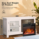 R.W.FLAME Fireplace TV Stand for 50 Inch TV,Modern Entertainment Center with 23" Electric Fireplace,Media Furniture for Living Room with Storage Cabinets, 48 Inch,White R.W.FLAME