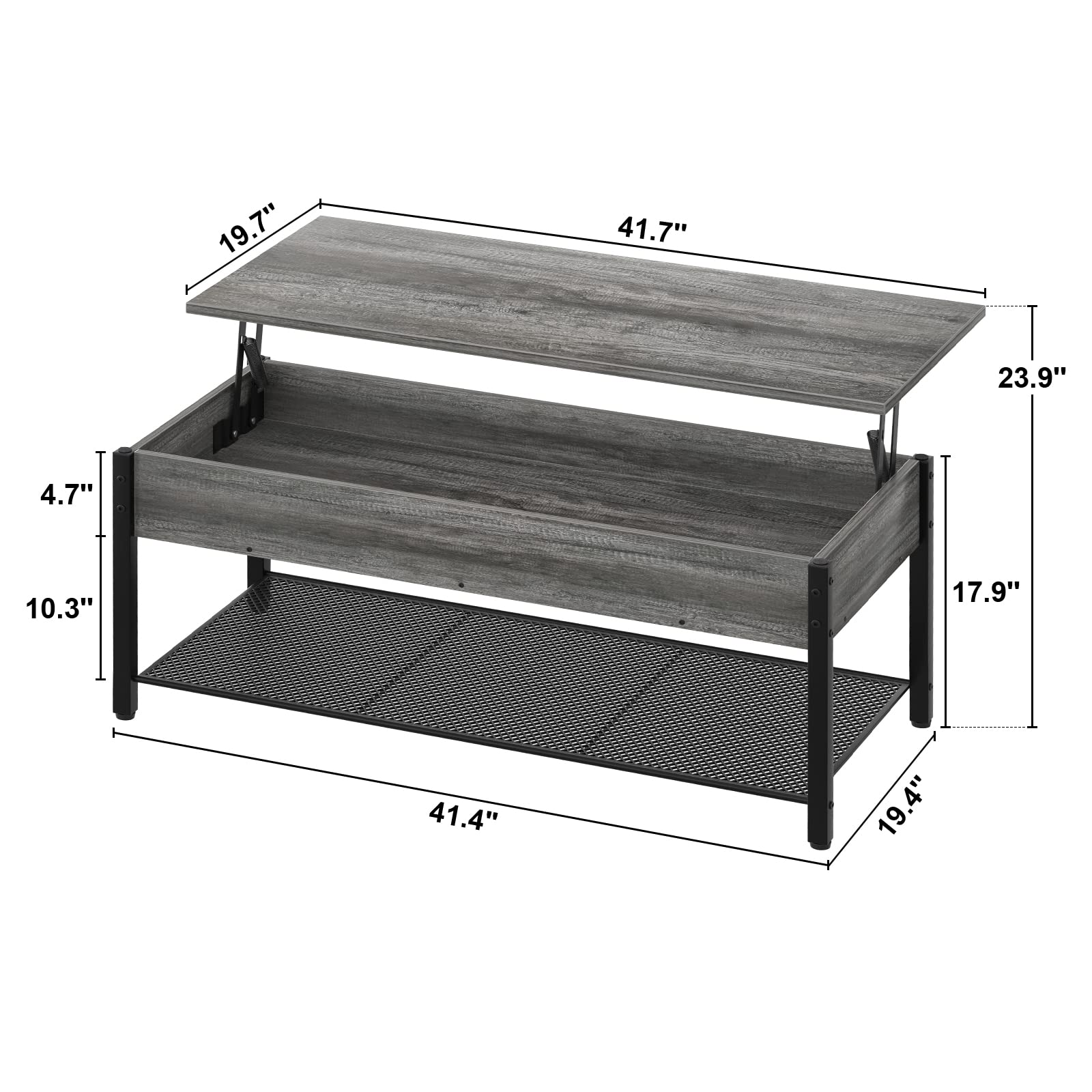 Homieasy Lift Top Coffee Table with Storage Shelf and Hidden Compartment, Modern Lift Top Table for Living Room, Wood Lift Tabletop, Metal Frame - Black Oak - WoodArtSupply