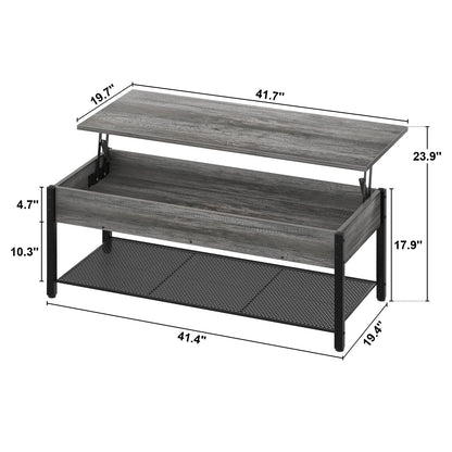 Homieasy Lift Top Coffee Table with Storage Shelf and Hidden Compartment, Modern Lift Top Table for Living Room, Wood Lift Tabletop, Metal Frame - Black Oak - WoodArtSupply