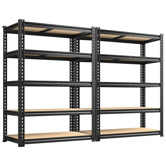 REIBII 2020LBS Storage Shelves 5 Tier Garage Shelving Heavy Duty Adjustable Garage Shelves, Utility Rack Shelf, Shelving Units for Storage Warehouse Pantry Closet, 35.5" W x 11.9" D x 72" H, 2 Pack