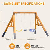 ROBUD 3-in-1 Playground Wooden Swing Sets for Backyard, DIY Swing Sets with Tree Swing and 2 Toddler Swings, Kids Outdoor Play Equipment, Outdoor Playset for Kids & Toddlers, Ages 3+ ROBUD