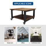 Natwind 2 Tier Laser Printer Stand,19.7''x19.7''x12.6'' Large Printer Table Copier Stand Under Desk,Heavy Duty Rolling Cart with Paper Storage Shelf,Printer Holder on Wheels for Home Office (Retro) Natwind