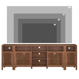 BVIUNTWO Farmhouse Brown TV Stand with Grille Doors, 7 Open Storage Compartments, 96" Media Console with Adjustable Shelves for Living Room BVIUNTWO
