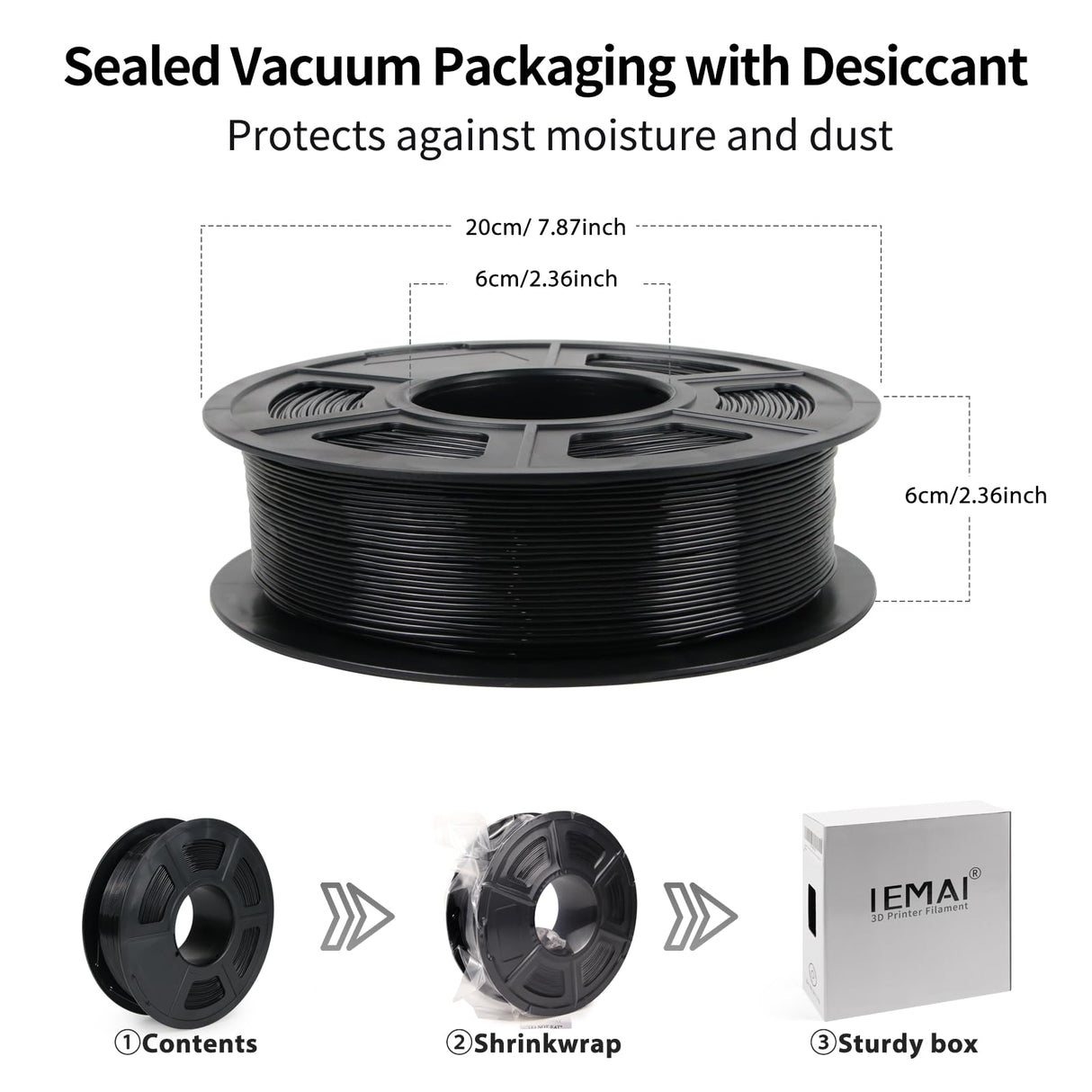 IEMAI 95A TPU Filament 1.75mm, Flexible & Soft 3D Printer Filament, Strong Adhesion & Durability, Tangle-Free, Black 1kg Spool for Protective Parts, Wearables & Industrial Use IEMAI