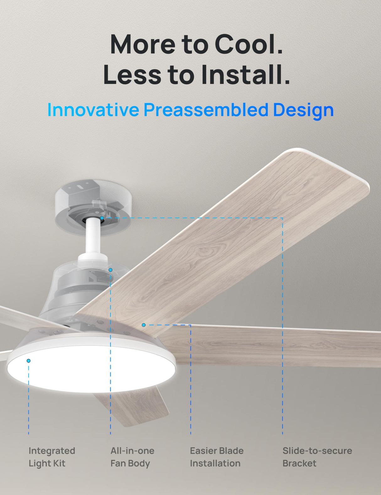 Dreo Smart Ceiling Fan with Lights, 52 Inch, 12 Speeds & 3 Fan Modes, Stepless Color Tones, Dimmable LED Light, 12H Timer, Quiet DC Motor, Remote/APP/Alexa Control, White Ceiling Fans Indoor Dreo
