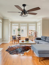 Curve Curio 52 Inch Farmhouse Ceiling Fan with Light and Remote Industrial Ceiling Fan Quiet and Reversible DC Motor Rustic Caged Chandelier Fan for Living Room Bedroom Patio Curve Curio