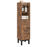 Hzuaneri Bathroom Storage Cabinet, Small Corner Floor Cabinet with Door and Shelves, Narrow Toilet Paper Cabinet, Bathroom Organizer with Adjustable Shelf, for Small Spaces, Rustic Brown BC08201X Hzuaneri
