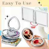 Marsui 4 Pcs Diamond Painting Compact Mirror DIY Painting Pocket Portable Folding Purse Mirror for Women Diamond Art Mom Gifts for Mother's Day Nurse Week Party Favors(Lovely) Marsui