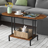 NOVIMANGO Rustic Coffee Table 2-Tier Wood Tea Table Coffee Tables for Living Room Industrial Rectangle Coffee Table for Large or Small Spaces Center Table with Storage Shelf, Brown NOVIMANGO
