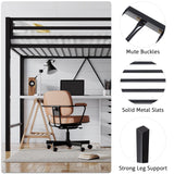 Heavy Duty SHA CERLIN Junior Loft Bed Twin Size with Full-Length Guardrail & Removable Stairs, Space-Saving Design, Noise-Free, Black SHA CERLIN