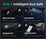 Gun Safe with Handle, Biometric Gun Safe for Handgun, 4-Ways unlock with Sound(APP, Fingerprint, Digital PIN, Key), Smart Lock Box For Cloakroom, Living Room, Bedroom Nightstand and Car Swikitec