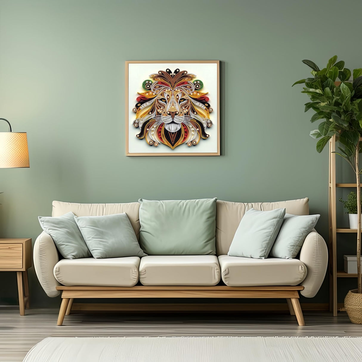 5D Diamond Art Kits for Adults,Lion Special Shape Diamond Painting Kits for Beginners, Animal DIY Crystal Diamond Dots Gem Art Craft for Home Decor 11.8x11.8 Inch Acelii